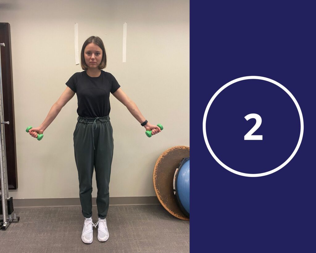 Shoulder Shrug Exercise Step 2 demonstrated by physiotherapist Moraih Thorpe