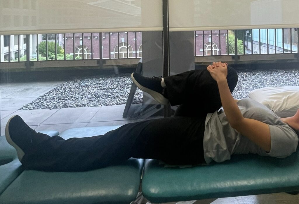 Knee to chest stretch