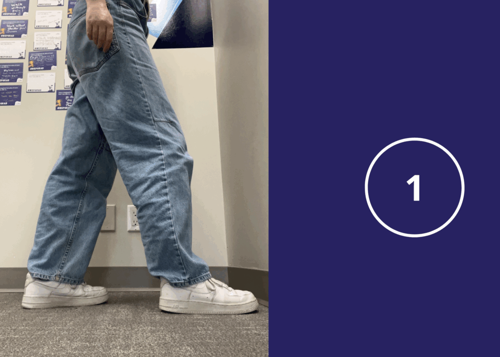 Set up for knee to wall ankle exercise
